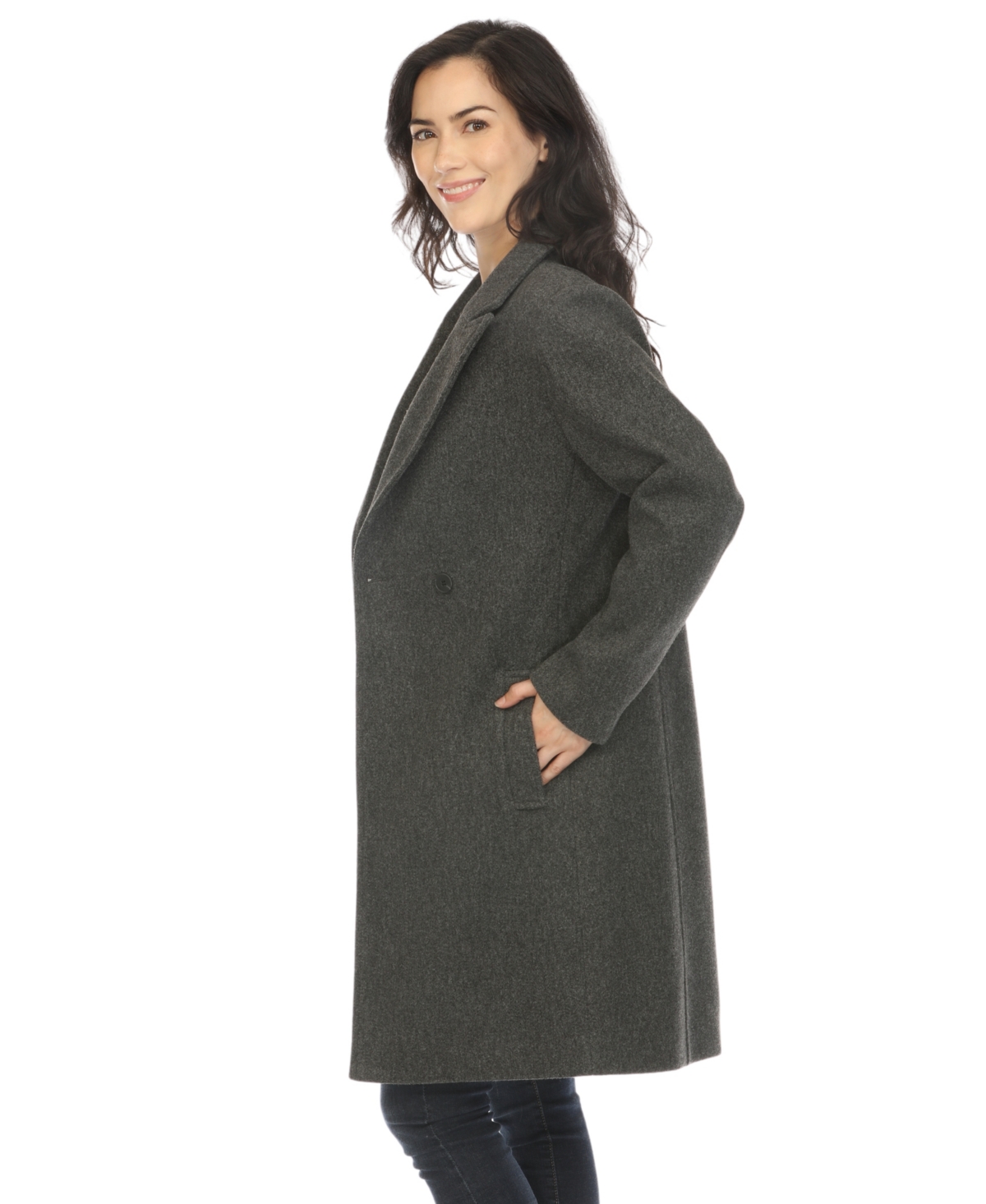 White Mark Women's Classic Walker Coat In Charcoal