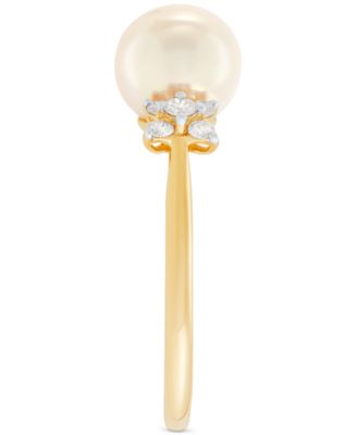 Cultured Freshwater Pearl (9mm) & Lab Grown Diamond (1/3 ct. t.w.) Ring in 14k Gold
