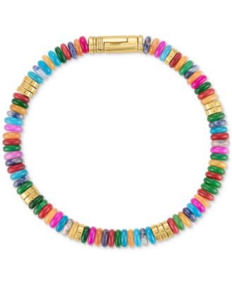 Esquire Men's Jewelry - Multicolor Jade & Hematite Bead Bracelet in Gold-Plated Sterling Silver