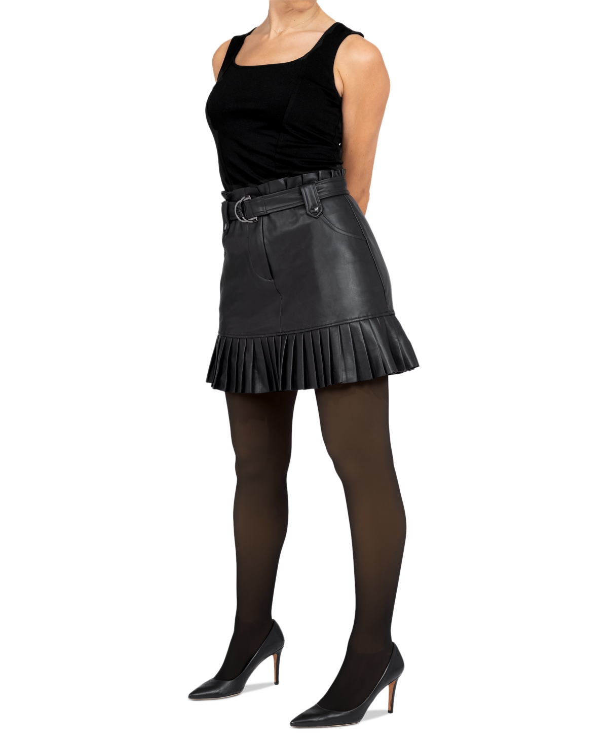 Hue Women's Faux-translucent Fleece-lined Tights U24206 In Black