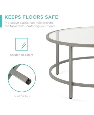 36in Round Tempered Glass Coffee Table for Home, Living Room, Dining Room