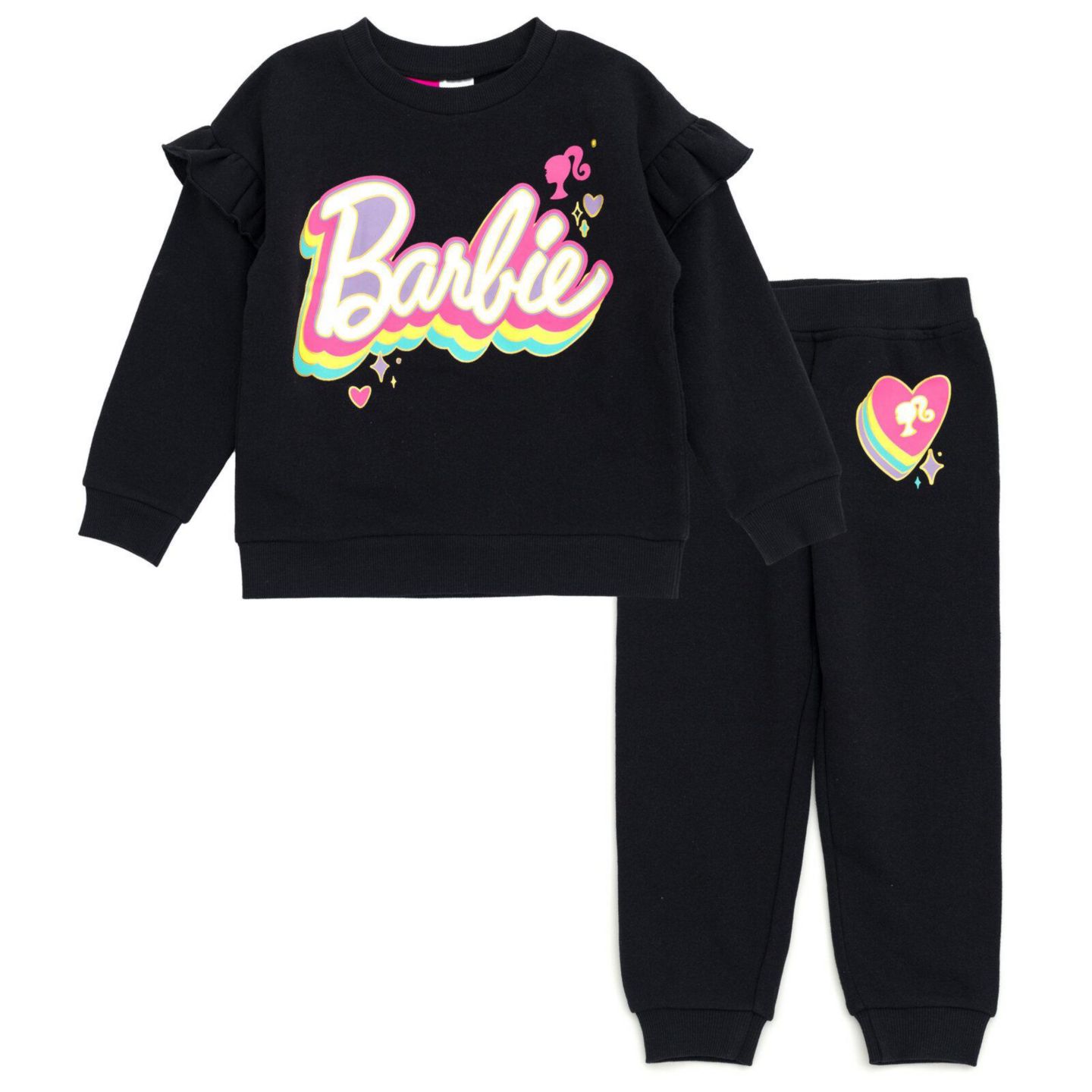 Комплект Barbie 2-Piece Fleece Sweatshirt and Joggers Set для девочек-малышей, цвет: Угольно-чёрный — фото 1