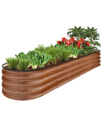 8x2x1ft Outdoor Metal Raised Oval Garden Bed, Planter Box for Vegetables, Flowers
