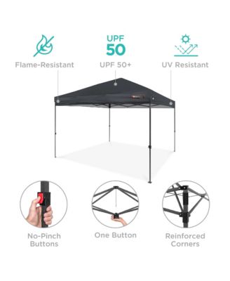 8x8ft Easy Setup Pop Up Canopy w/ 1-Button Setup, Wheeled Case, 4 Weight Bags