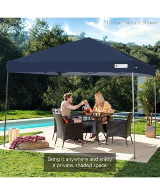 8x8ft Easy Setup Pop Up Canopy w/ 1-Button Setup, Wheeled Case, 4 Weight Bags