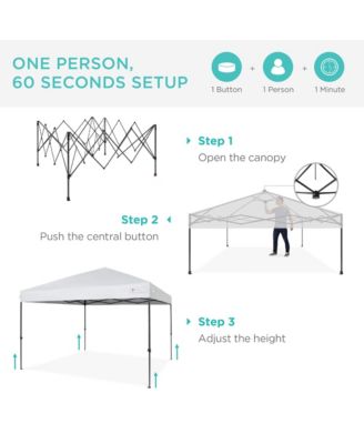 8x8ft Easy Setup Pop Up Canopy w/ 1-Button Setup, Wheeled Case, 4 Weight Bags