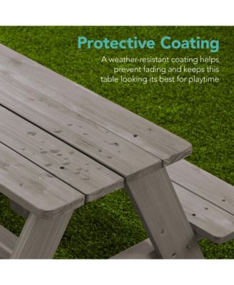 Kids Wooden Picnic Table, Outdoor Activity Table w/ Adjustable Umbrella, Seats