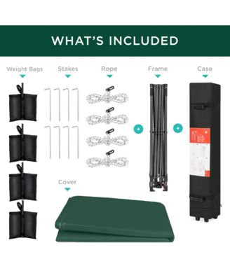 8x8ft Easy Setup Pop Up Canopy w/ 1-Button Setup, Wheeled Case, 4 Weight Bags