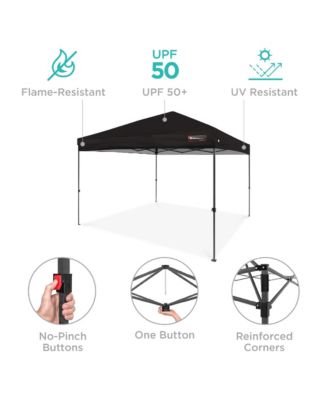 10x10ft Easy Setup Pop Up Canopy w/ 1-Button Setup, Wheeled Case, 4 Weight Bags