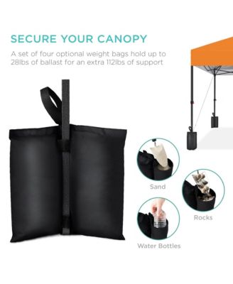 10x10ft Easy Setup Pop Up Canopy w/ 1-Button Setup, Wheeled Case, 4 Weight Bags