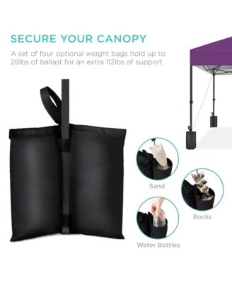 10x10ft Easy Setup Pop Up Canopy w/ 1-Button Setup, Wheeled Case, 4 Weight Bags