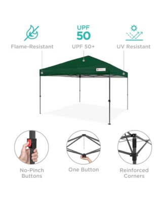 10x10ft Easy Setup Pop Up Canopy w/ 1-Button Setup, Wheeled Case, 4 Weight Bags