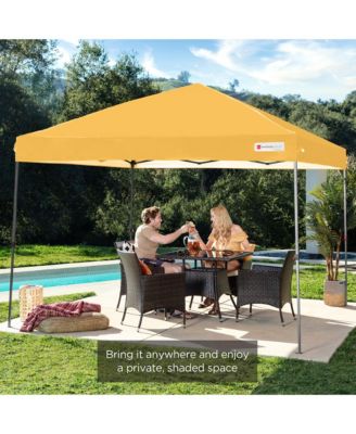 10x10ft Easy Setup Pop Up Canopy w/ 1-Button Setup, Wheeled Case, 4 Weight Bags