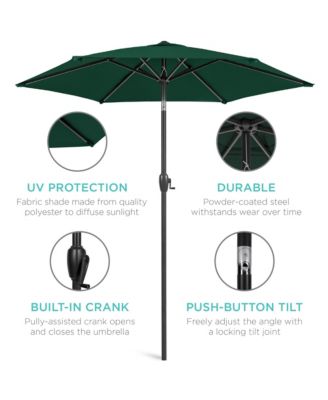 7.5ft Heavy-Duty Outdoor Market Patio Umbrella w/ Push Button Tilt, Easy Crank