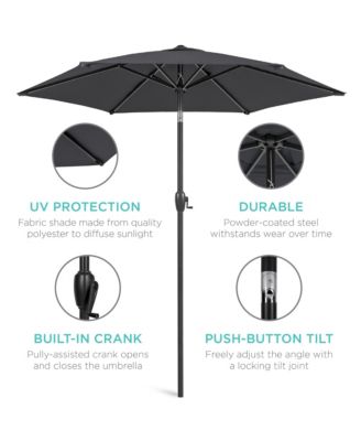 7.5ft Heavy-Duty Outdoor Market Patio Umbrella w/ Push Button Tilt, Easy Crank