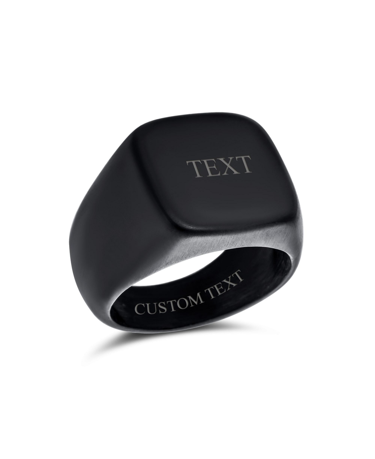 Bling Jewelry Mens Large SquareSignet Ring Stainless Steel Polished Matte Finish - Black