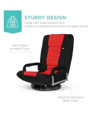 360-Degree Swivel Gaming Floor Chair w/ Armrest Handles, Foldable Adjustable Back