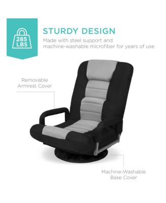 360-Degree Swivel Gaming Floor Chair w/ Armrest Handles, Foldable Adjustable Back