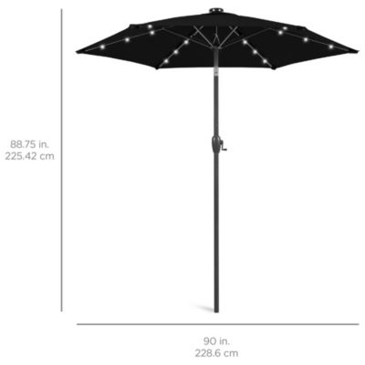 7.5ft Outdoor Solar Patio Umbrella for Deck, Pool w/ Tilt, Crank, LED Lights