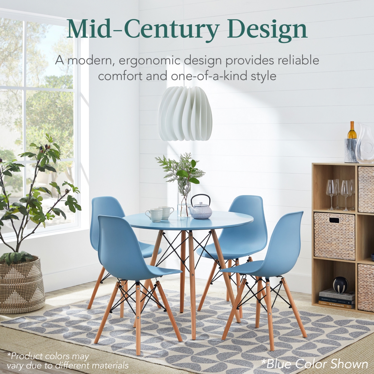 Best Choice Products 5-Piece Compact Mid-Century Modern Dining Set w/ 4 Chairs, Wooden Legs -oak