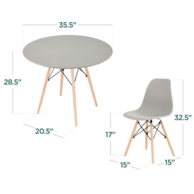 5-Piece Compact Mid-Century Modern Dining Set w/ 4 Chairs, Wooden Legs