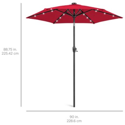 7.5ft Outdoor Solar Patio Umbrella for Deck, Pool w/ Tilt, Crank, LED Lights