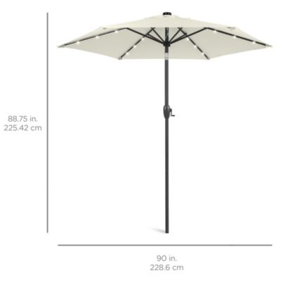 7.5ft Outdoor Solar Patio Umbrella for Deck, Pool w/ Tilt, Crank, LED Lights