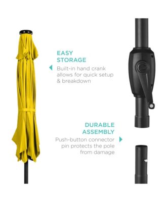 7.5ft Outdoor Solar Patio Umbrella for Deck, Pool w/ Tilt, Crank, LED Lights