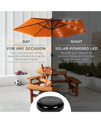 7.5ft Outdoor Solar Patio Umbrella for Deck, Pool w/ Tilt, Crank, LED Lights