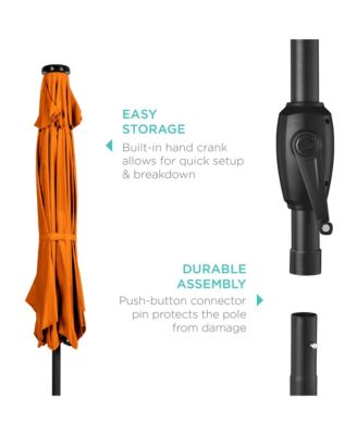 7.5ft Outdoor Solar Patio Umbrella for Deck, Pool w/ Tilt, Crank, LED Lights