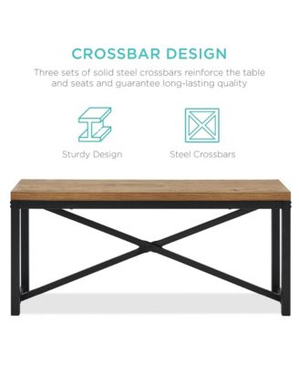 45.5in 3-Piece Bench Style Dining Furniture Set, 4-Person Dinette w/ 2 Benches, Table