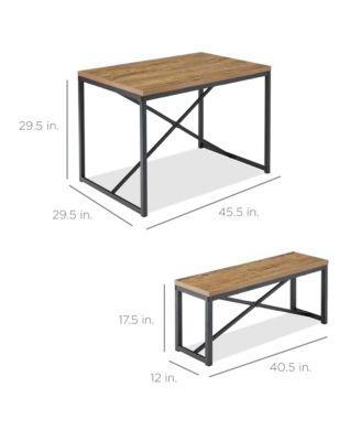 45.5in 3-Piece Bench Style Dining Furniture Set, 4-Person Dinette w/ 2 Benches, Table