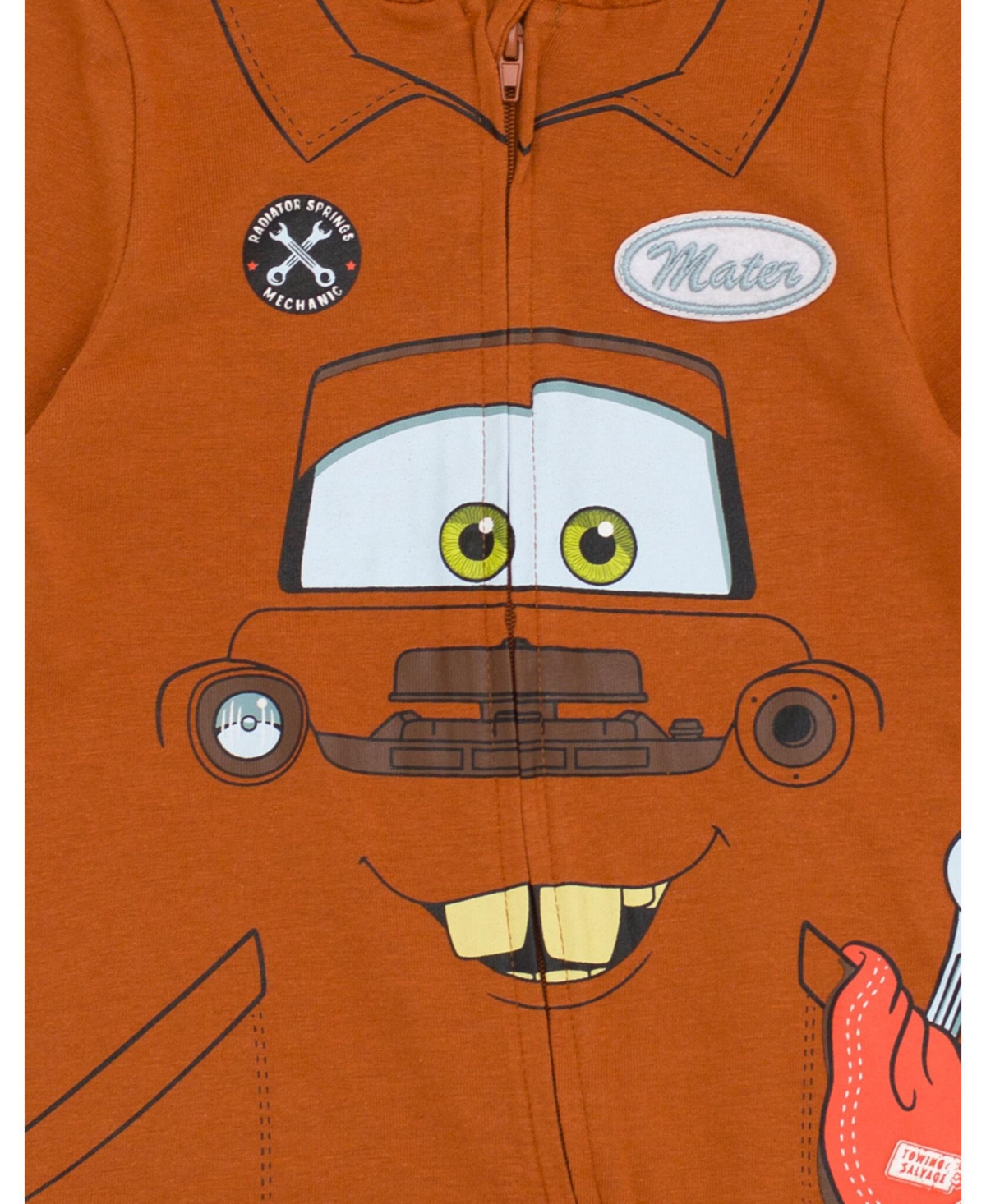 Disney Boys Pixar CarsLightning McQueen Zip Up Cosplay Coverall Newborn to - Tow mater