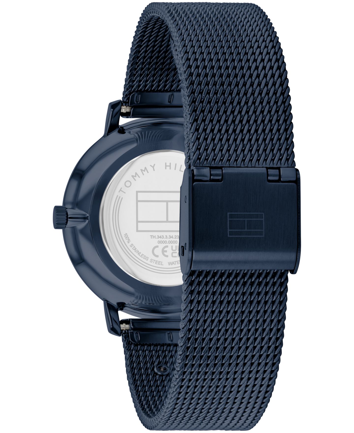 Женские часы Tommy Hilfiger Quartz Ionic Plated Blue Stainless Steel and Gold-Tone Steel Mesh Bracelet Watch 35mm — фото 3