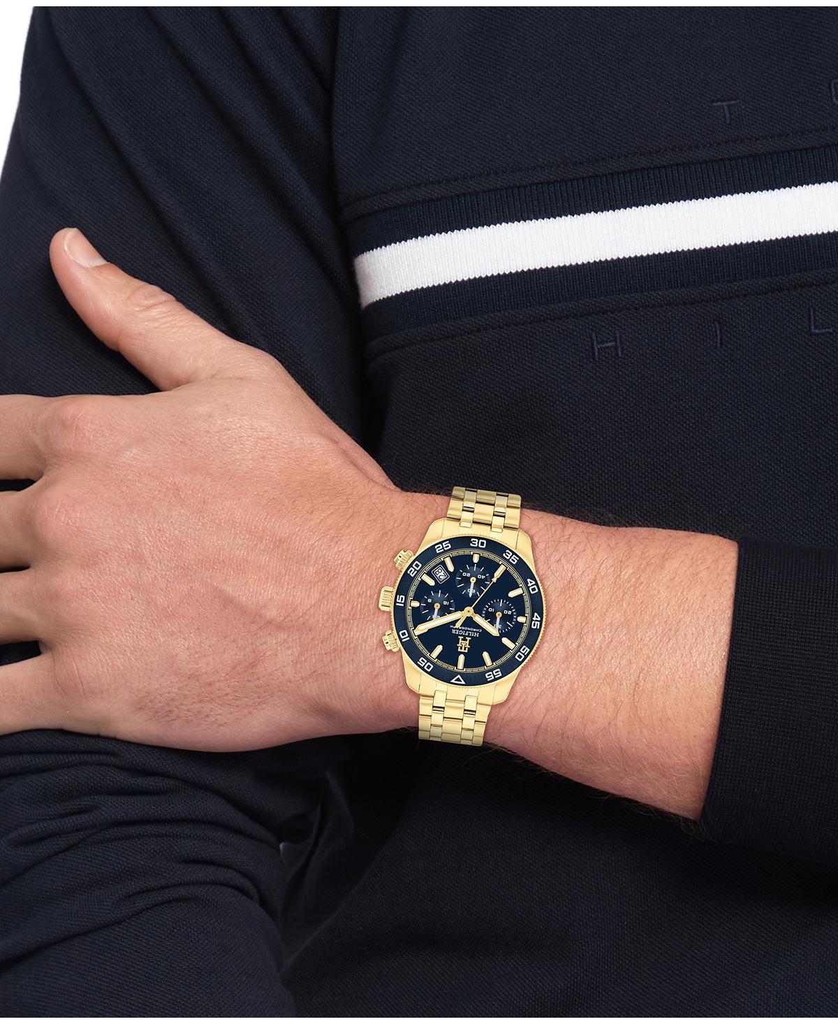 Tommy Hilfiger Men's Chronograph Gold-tone Stainless Steel Bracelet Watch 41mm In Gold
