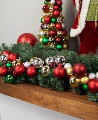 6' Traditional Colors 2 - Finish Shatterproof Ball Christmas Garland