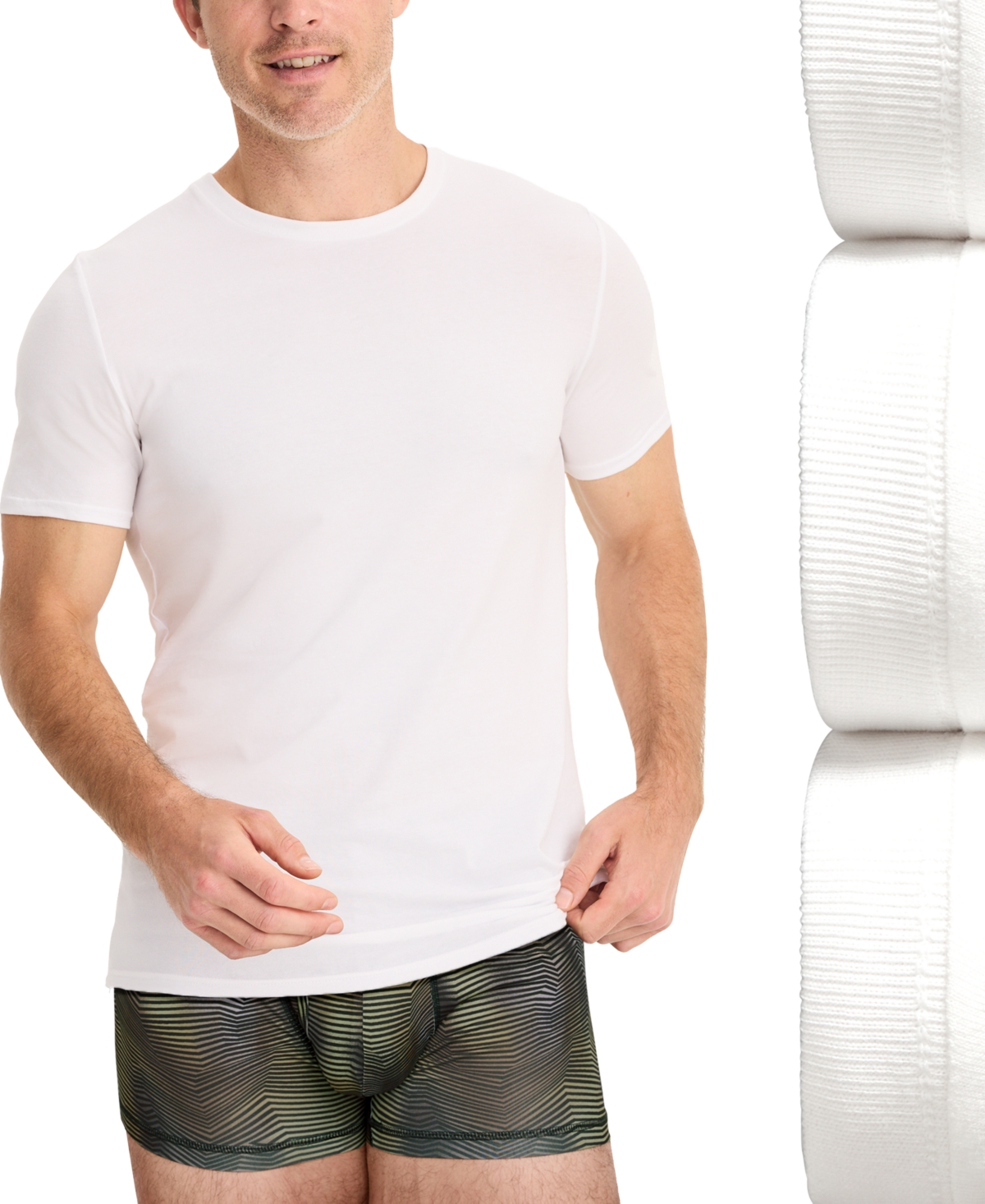 Jockey Men's Stretch Short-sleeve Crewneck T-shirts, Pack Of 3 In White
