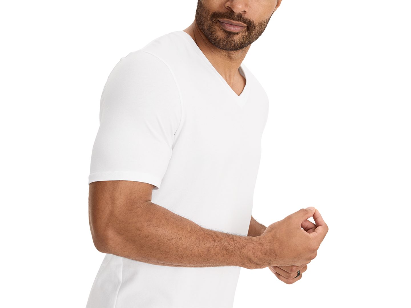 Мужские футболки Jockey Stretch Short-Sleeve V-Neck T-Shirts, Pack of 3, цвет: Белый — фото 4