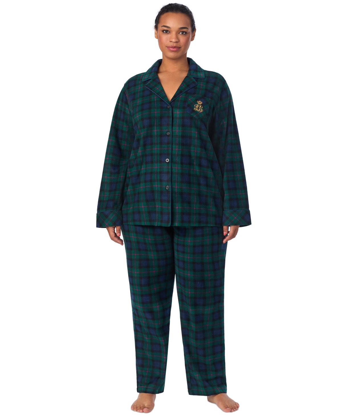 Lauren Ralph Lauren Plus Size Plaid Fleece Pajama Set