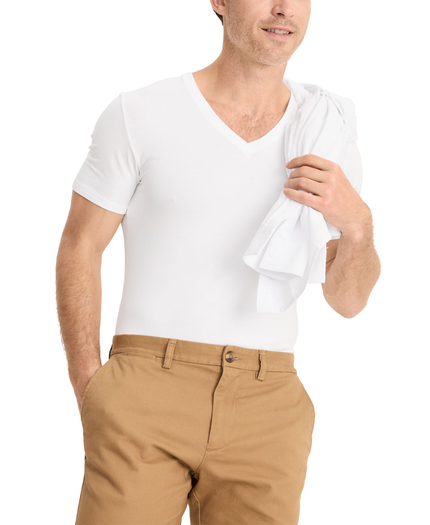 Мужские футболки Jockey Smooth Fit Stretch V-Neck T-Shirts, Pack of 3, цвет: Белый — фото 4