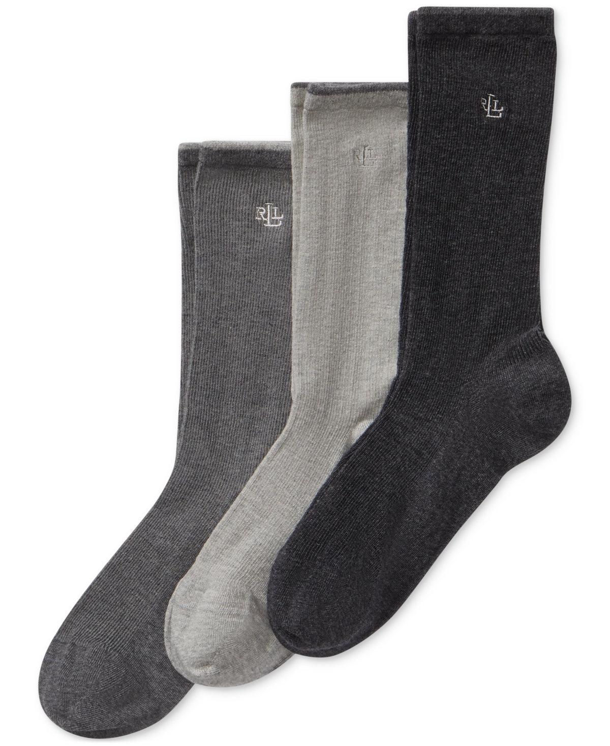 Lauren Ralph Lauren Women's Ribbed Cotton Trouser 3 Pack Socks