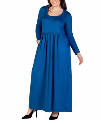 Plus Size Long Sleeve Maxi Dress with Pockets