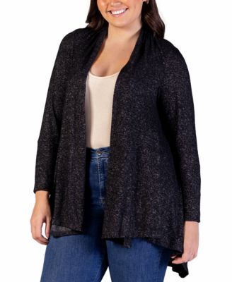 Plus Size Open Front Long Sleeve Cardigan Sweater