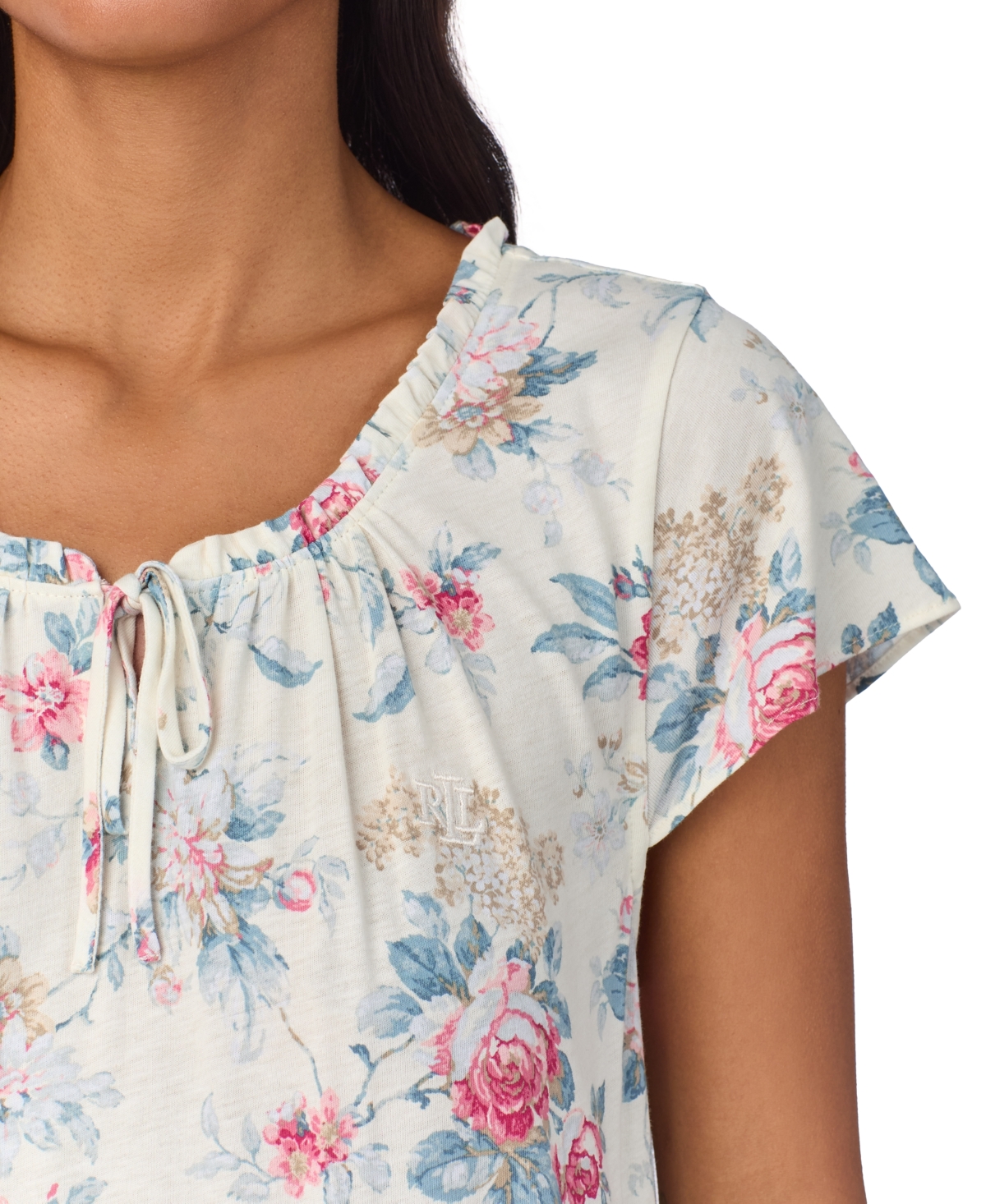 Lauren Ralph Lauren Women's Floral Flutter-Sleeve Nightgown