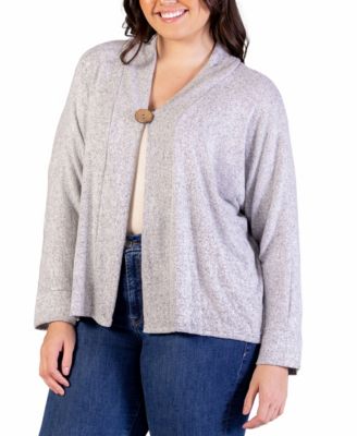 Plus Size Button Front Long Sleeve Cardigan Sweater