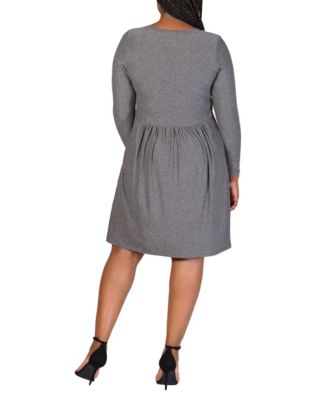 Plus Size Long Sleeve Knee Length Dress