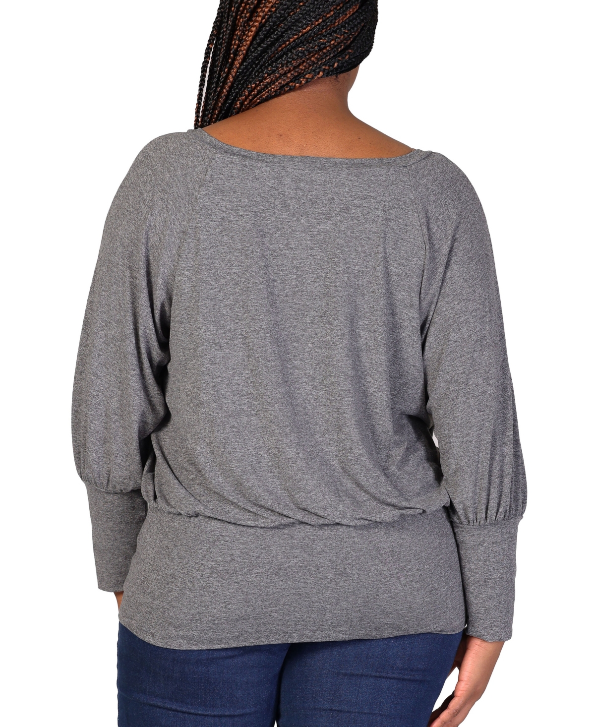 24seven Comfort Apparel Plus Size Round Neck Banded Bottom Top