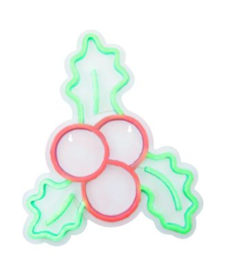 12" LED Lighted Neon Style Holly Berries Christmas Window Silhouette