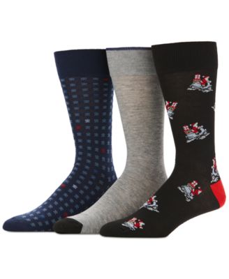 Perry Ellis Portfolio - Men's 3-Pack Santa on a Vespa and Holiday Print Dress Socks