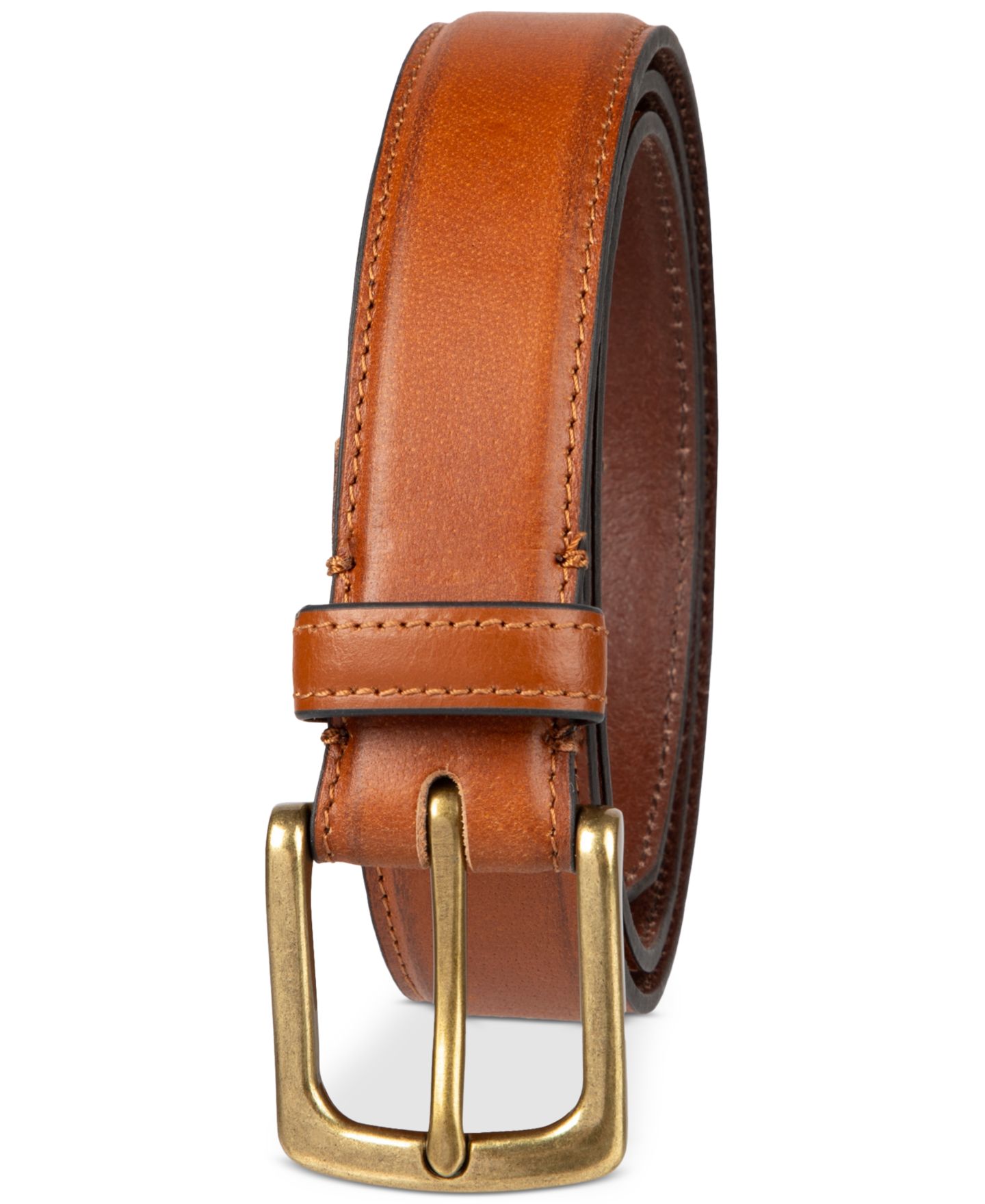 Мужской ремень Club Room Luxury Black Dress Belt, цвет: Рыжевато-коричневый — фото 2